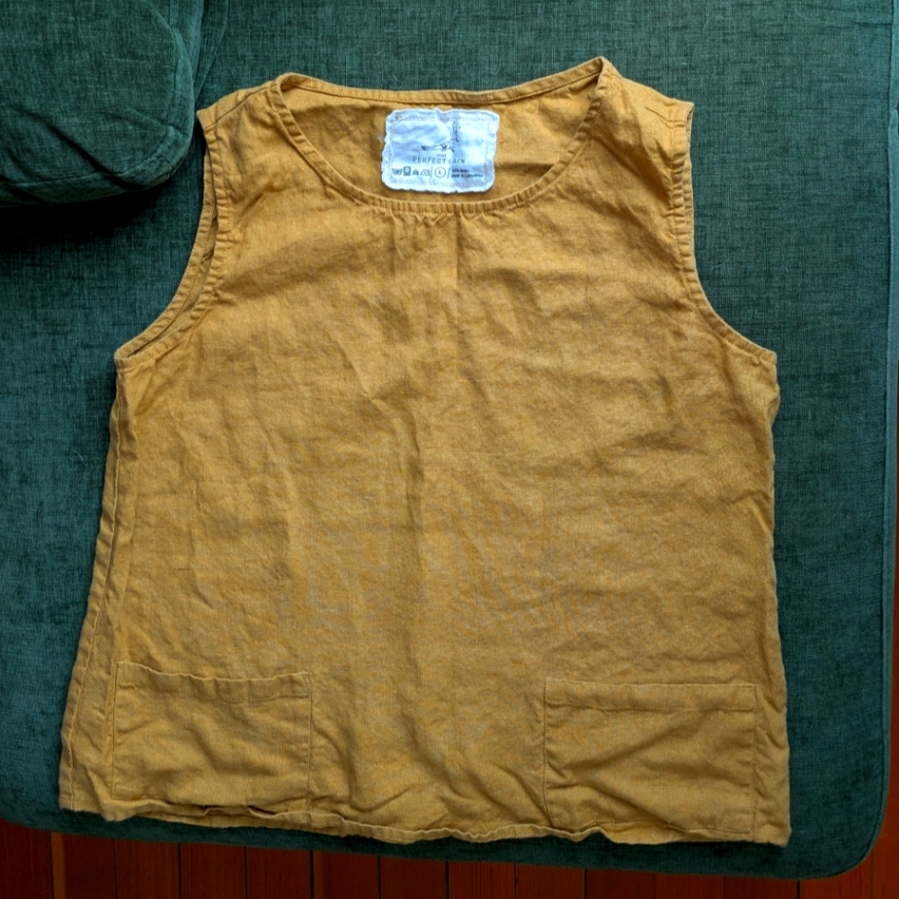 Camel Color Notperfectlinen Yellow Mustard Tan Sleeveless Top
